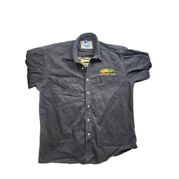 Vintage Arctic Cat Button Up Shirt Mens Large Flame Logo Snowmobile Racing Y2K - Picture 9 of 16